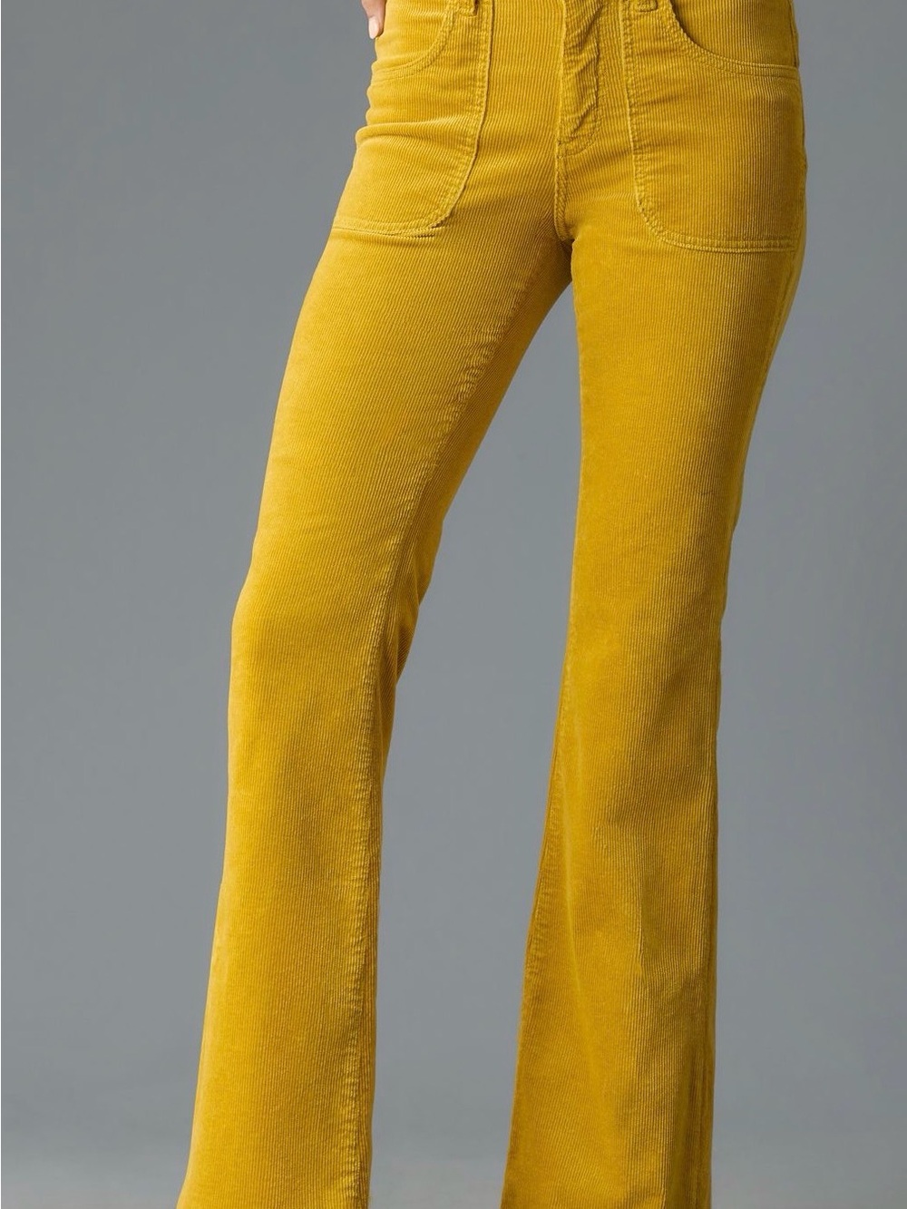 Pilcro Mustard Yellow Flare Corduroy Jeans